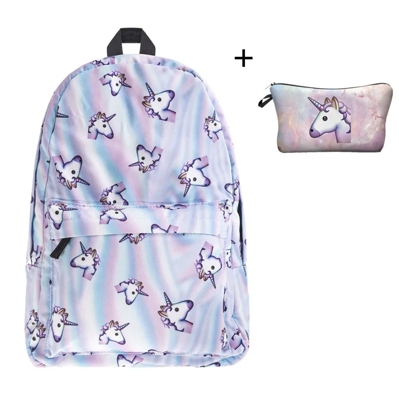Рюкзак с 3D принтом в виде единорога, женская сумка, софтбокс, школьные сумки для девочек-подростков, модные рюкзаки, Sac A Dos Bolsa Feminina Mochila - Цвет: SET5