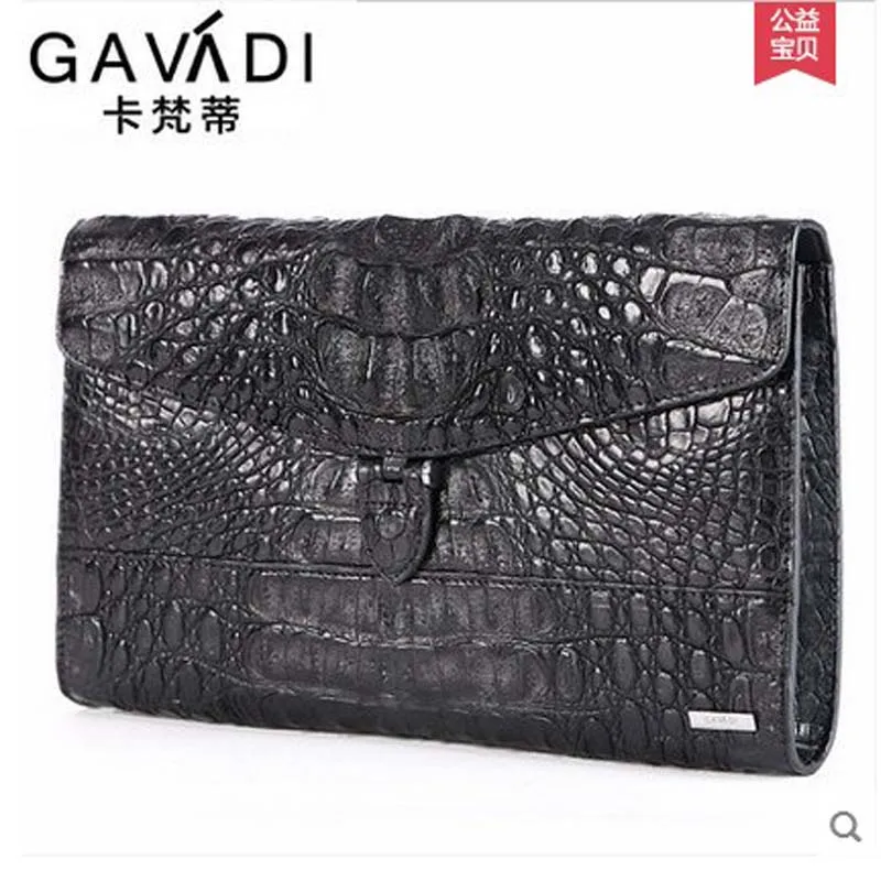 kanfandi crocodile man clutch bag  new hand grab bag  real crocodile  leather men bag business large capacity male bag