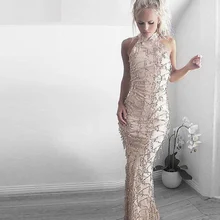 

Sexy high neck sleeveless summer dress 2016 new women fashion sequin dress Elegant party long dress vestidos de fiesta