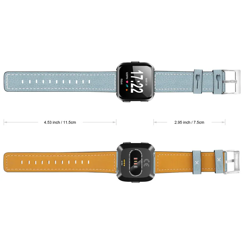 KINGBEIKE Soft Durable Genuine Leather Watchbands For Fitbit Versa Smart Watch Bracelet Strap Replaced Fitbit Watch Accessories