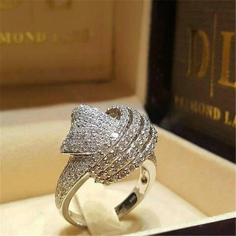 Brand Luxury Silver Ring Pave Zircon For Lady Wedding Party Gift Hot 925 Jewelry 