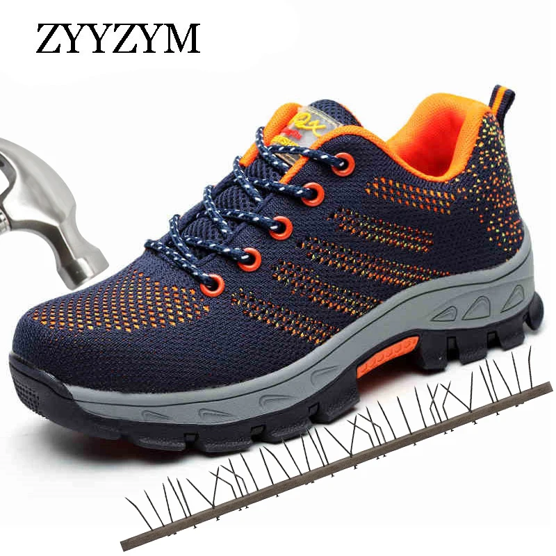 Skup ZYYZYM mężczyźni bezpieczeństwo pracy buty Plus rozmiar stal zewnętrzna Toe oddychające sneakersy ochronne odporne na przebicie obuwie ochronne dla mężczyzn