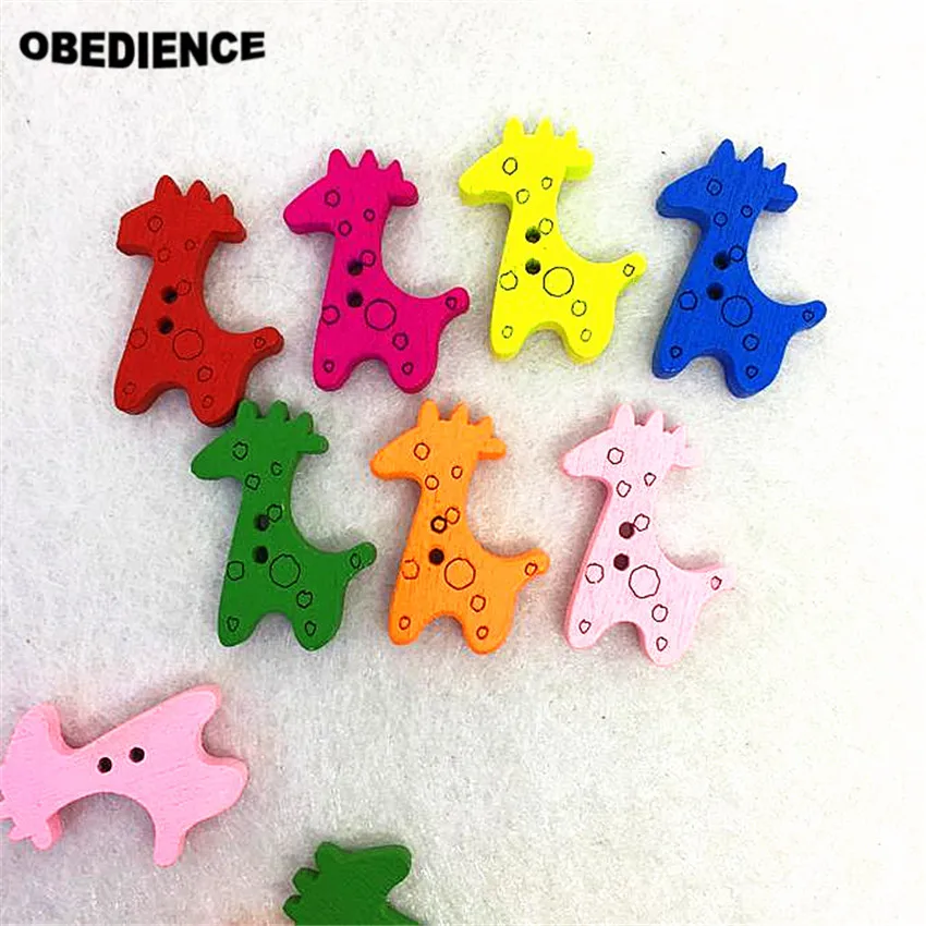 

OBEDIENCE Creative 1000PCS Wooden Buttons Multi Colors 2 Holes Giraffe Shaped Sewing Scrapbooking DIY Garment Accessories
