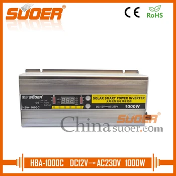 

Suoer【 Modified Sine Wave Inverter 】 digital display power inverter 1000w 12v 220v inverter with 30A battery charger(HBA-1000C)