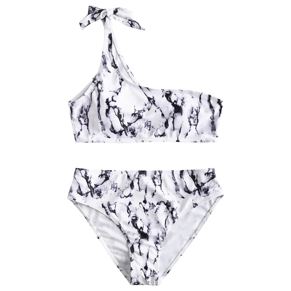 

Tie Dye One Shoulder Bikini Sets Special Swimming Suit Summer Sunny Beach Swimwear Sexy Bikini Suit High Waisted