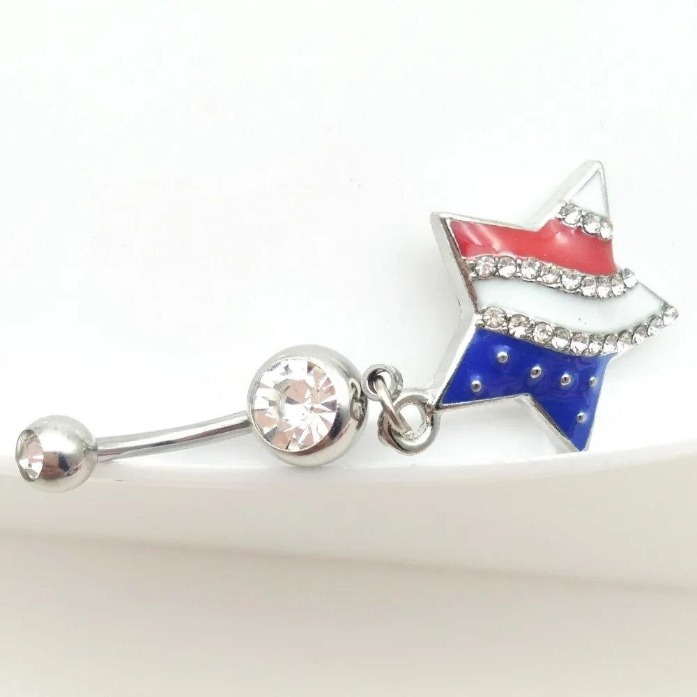 LuckyJewelry нержавеющая сталь флаг США свисающая пупка кольцо пупок ювелирные