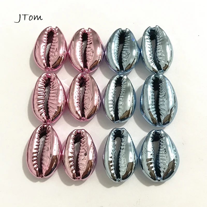 

12pcs/Lot Blue/Pink Natural Puka Cowrie Sea Shell Loose Beads for Handmade DIY Jewelry Charms Fashion Accessories Wholesale