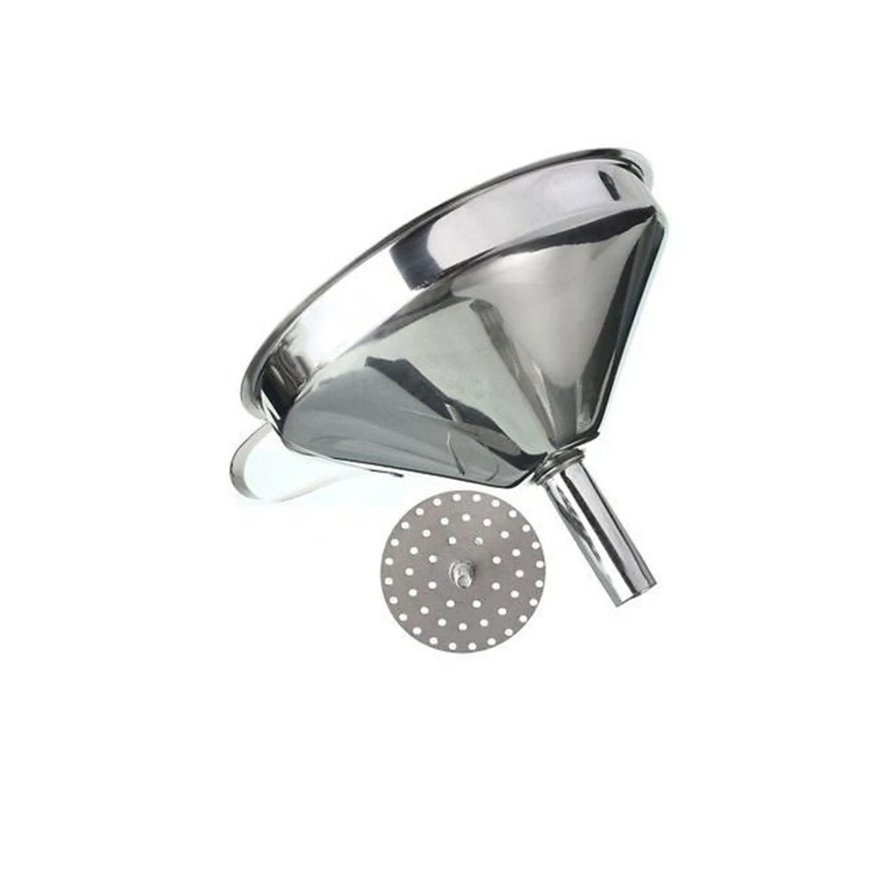 Stainless Steel Oil Strainer Jam Funnel Filter Spout Kitchen Tool