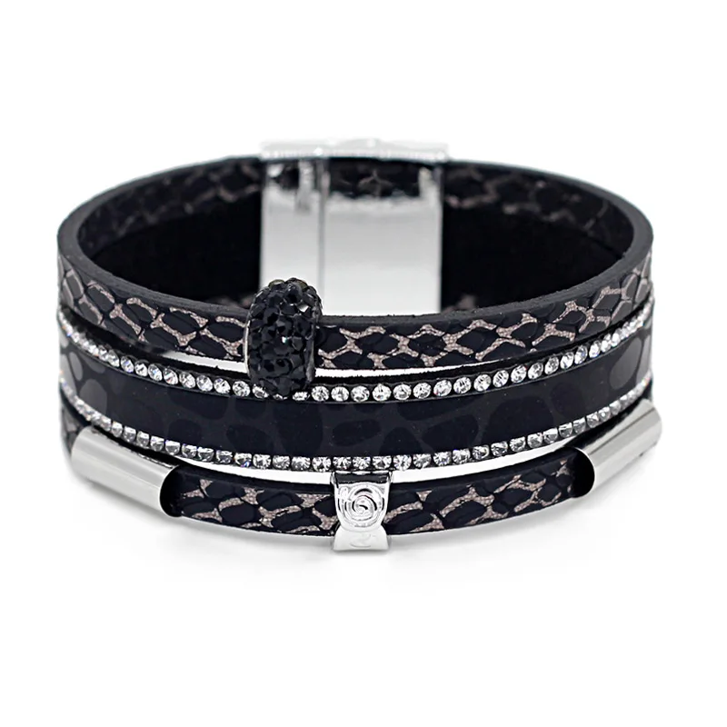 

VONNOR Women Fashion Multi-layer Leather Bracelets with Magnetic Clasp Bracelets Female Jewelry Wholesale