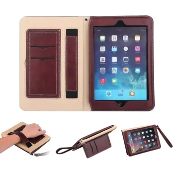 

For iPad 2018 2017 9.7 Case Genuine Leather Case Multi Function Cover Card Slots Stand Wrist Strap Funda Smart Flip Folio Case