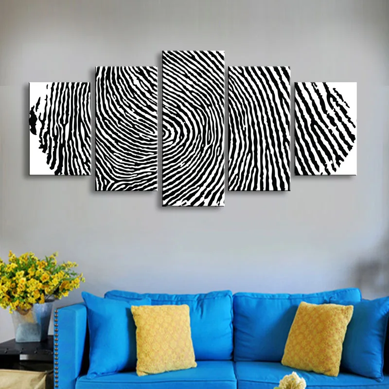 5 pieces high-definition print fingerprint canvas oil painting poster and wall art living room picture RW-065  (4)