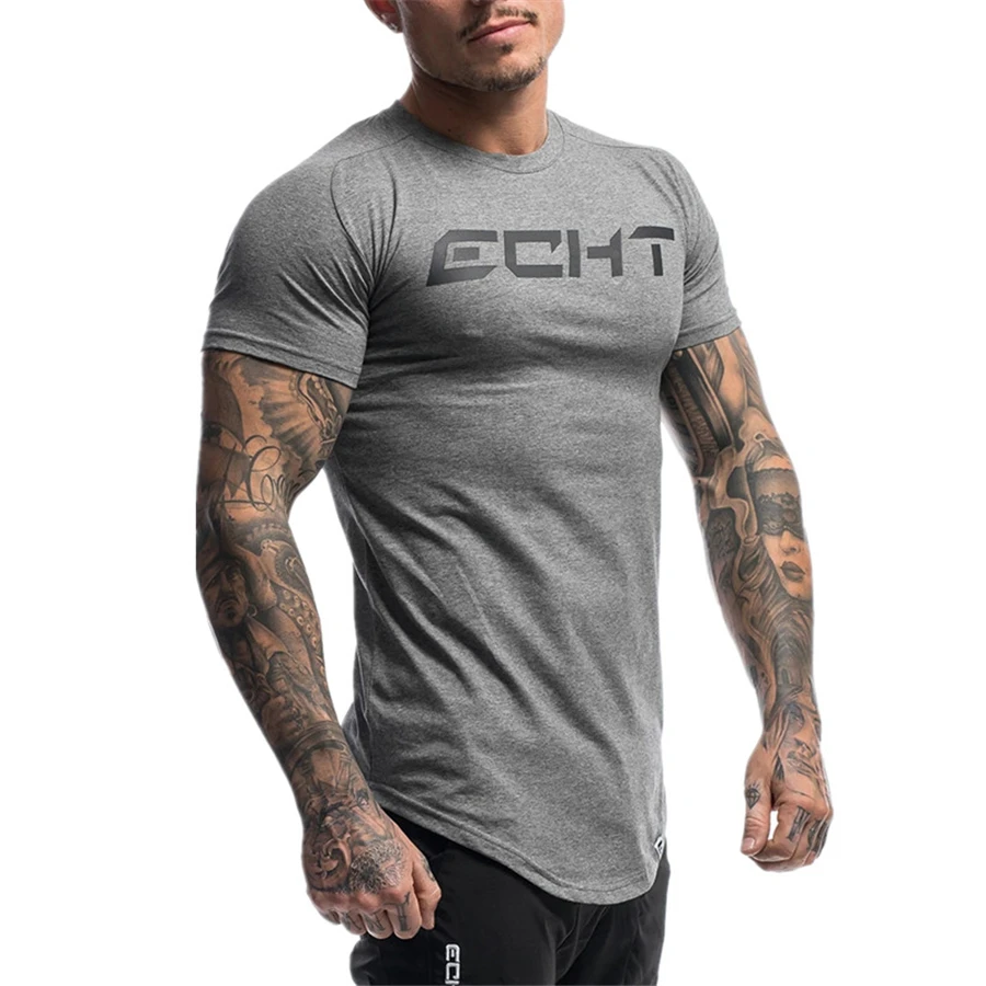 

New Short sleeve Cotton T-shirt man Casual Fashion Creativity Print shirt Men Gyms Fitness Bodybuilding Tee Tops Sports clothing