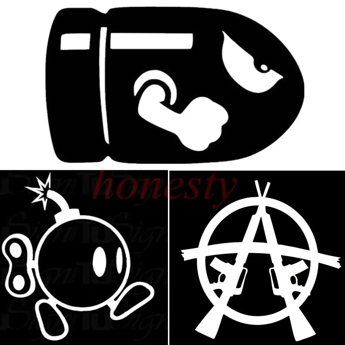 GUN BULLET BOMB Pattern Decor Gift Decal Car Truck Window Bumper Stairs