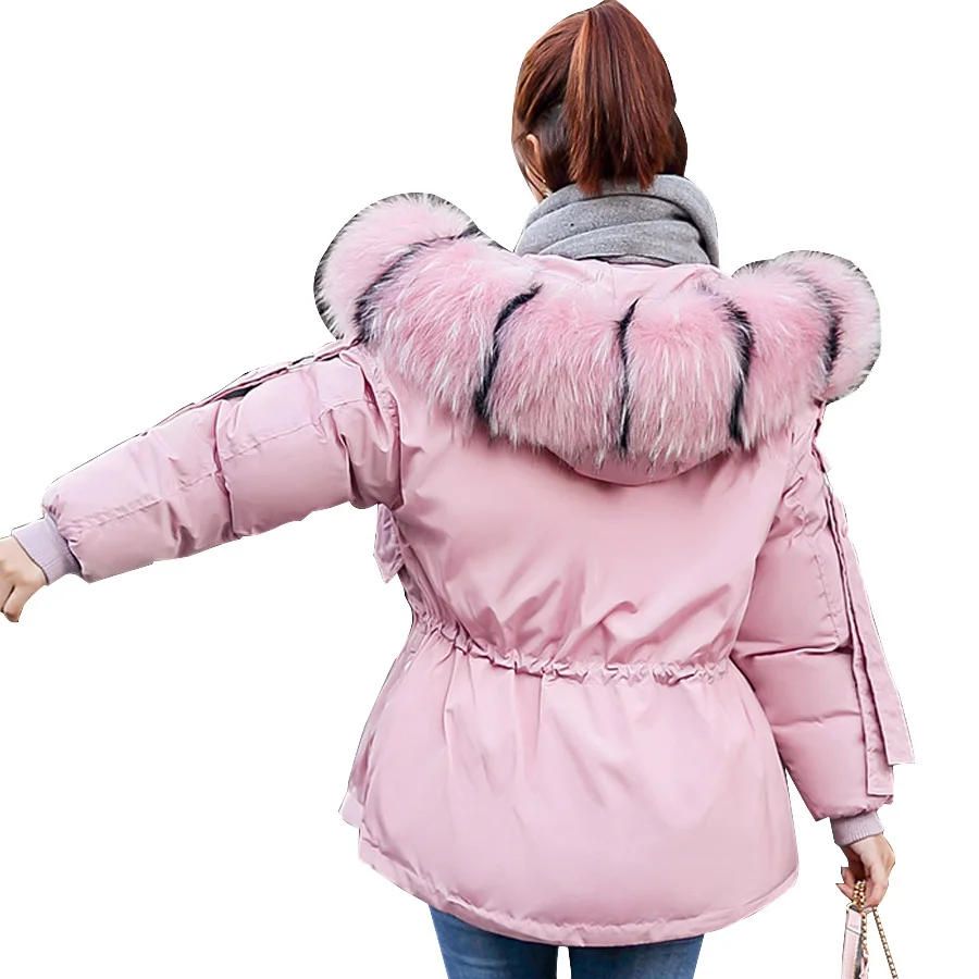 

new arrival women parka 2018 winter jacket women cotton padded fur collar hooded winter coat thick outwear female plus size