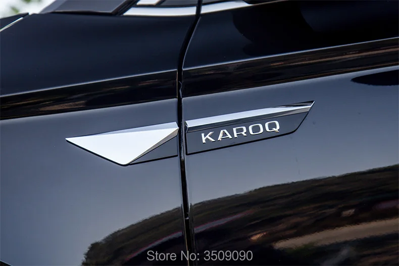 For Skoda Karoq 2017 2018 Car Original Side Wing Fender Door Emblem Badge Sticker Trim Chrome Garni