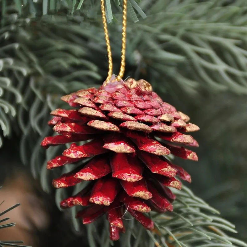 2015 New 4cm red Stained pine cones Christmas ornaments for christmas