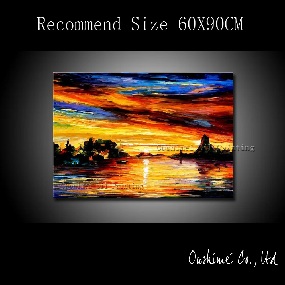 

Handmade Landscape Modern Picture on Canvas Wall Art Scenery Painting For Living Room Decor Sunrise Seascape Oil Painting