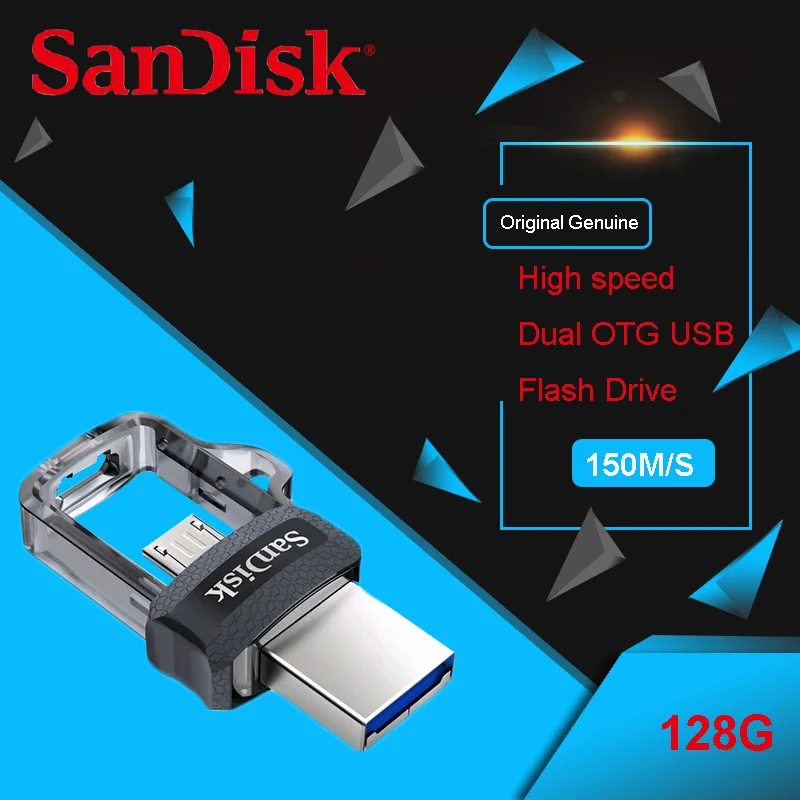 Оригинальный sandisk SDDD3 Extreme high speed 150 м/с флешки 32 ГБ OTG USB3.0 128 двойной флэш-накопитель