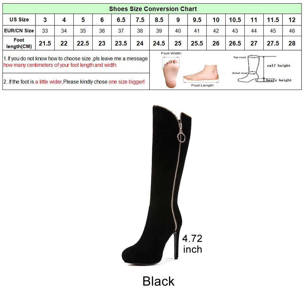 Meotina/зимние сапоги до колена; женские сапоги на платформе и высоком каблуке; женские высокие сапоги на молнии; обувь на тонком каблуке; черная обувь; Размеры 33-43