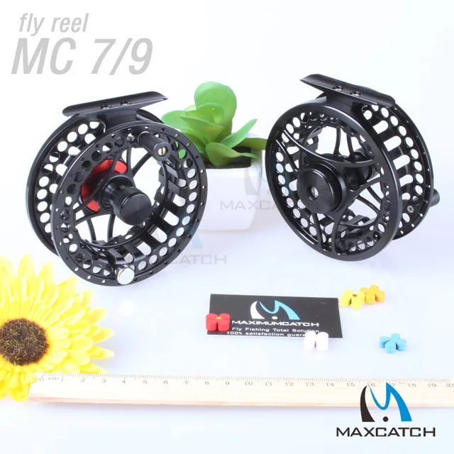 Cheap MC 2/3, 3/5, 5/7, 7/9 WT Fly Fishing Reel CNC Machine Cut Aluminum Fly Reel Coil Pesca Large Arbour 2+1BB