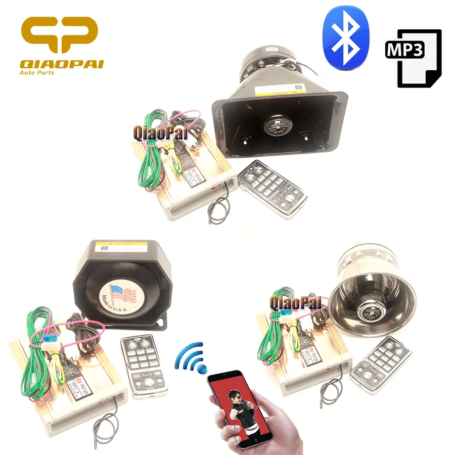 

Police Siren for Car Alarm USB Mp3 Bluetooth Amplifier Alarm Wireless 200W Siren Speaker Auto Horn Electric Megaphone Pa System