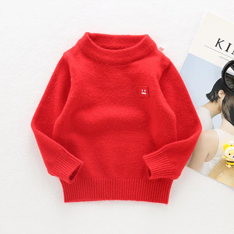 Wool Soft Children Sweater Casual Smile Kids Pullover Long Sleeve O-Neck Solid Sweater For Children Warm Winter Pullover Kids (14)