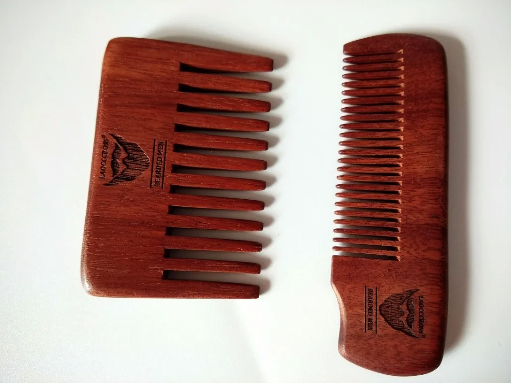 

2PCS Handmade Red Comb Pocket Size Wide Teeth Beard Comb &Fine Tooth Comb Travel Size Customize Logo Wholesale Care Engrave Logo