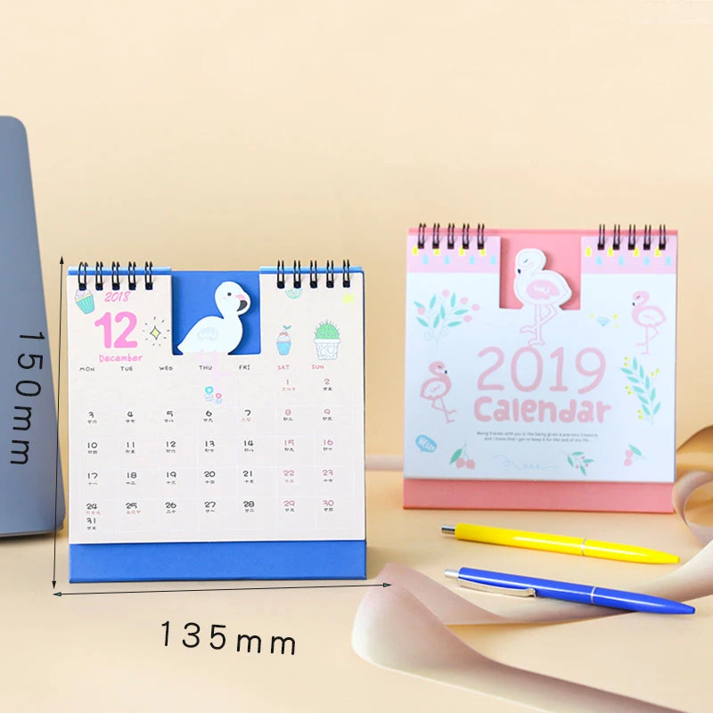 2019 Новый кавайный мультяшный свинка календарь с изображением фламинго 15*16 см