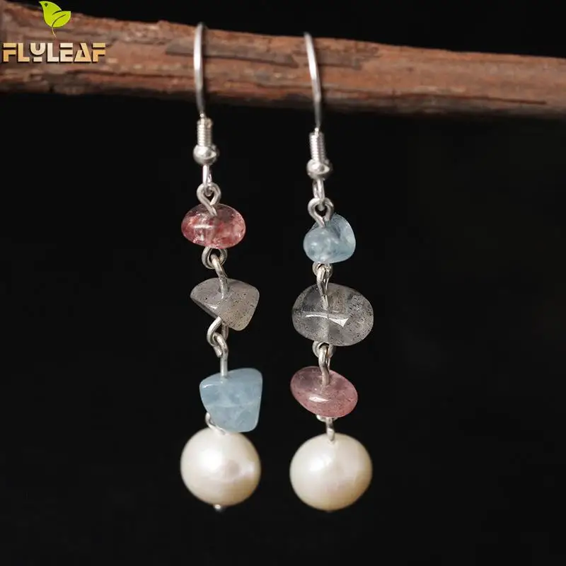 

Flyleaf Brand 925 Sterling Silver Hand Irregular Crystal Long Earrings For Women Original Fashion Lady Sterling-silver-jewelry