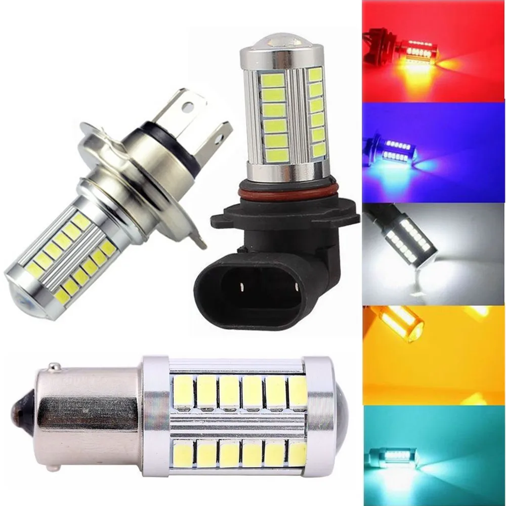 H11 H8 H7 1156 BA15S 1157 BAY15D 9005 HB3 9006 HB4 5630 33 SMD 33-LED White Car Fog Driving Light Lamp Bulb Red Amber Ice Blue