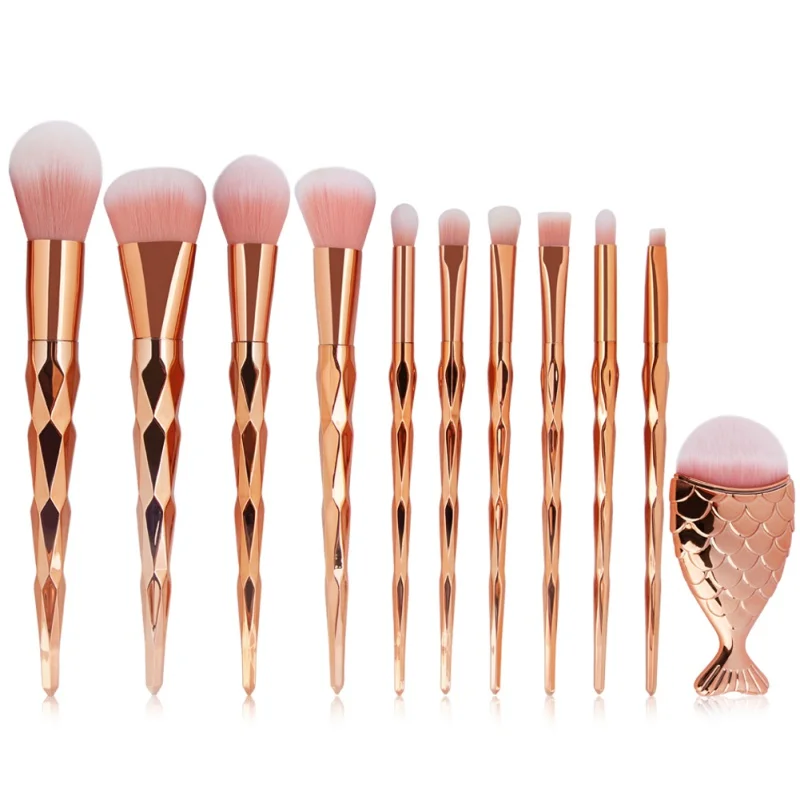 

New 11pcs/setDiamond Makeup Brushes Set Powder Foundation Eye Shadow Blush Blending Cosmetics Beauty Make Up Brush Tool Kits