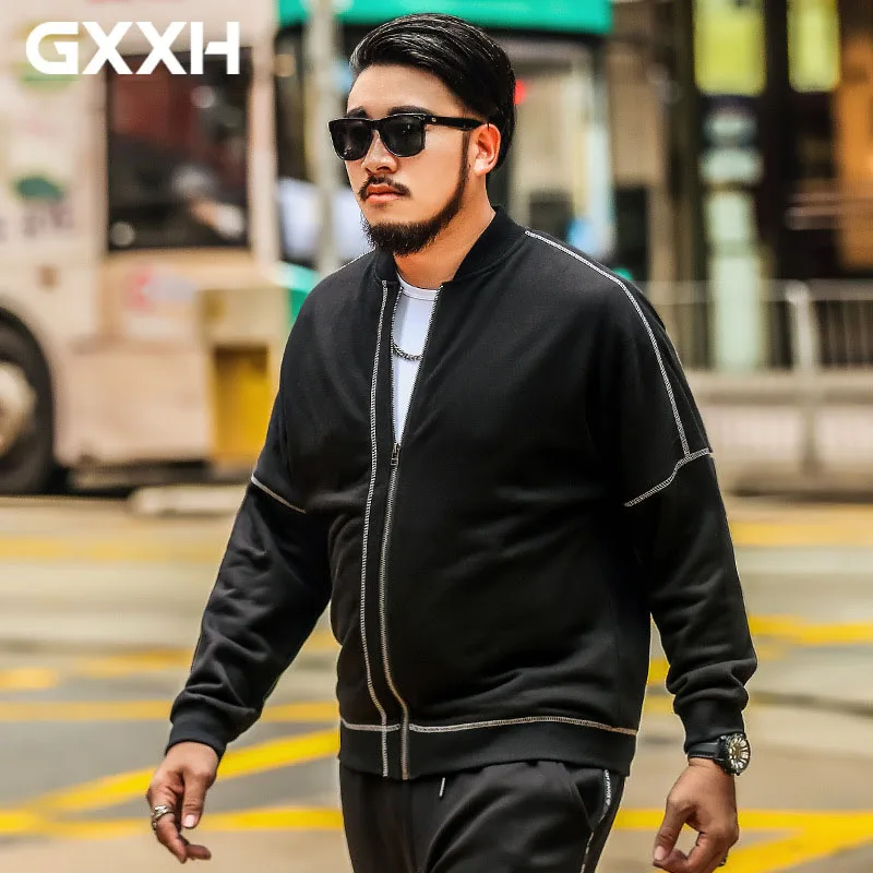 

large plus size winter Solid color men's coat plus fertilizer to increase Loose-collar casual jacket Baseball jacket 7XL