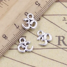 Pingentes yoga om 10x10mm tibetano 30 peças, pingentes cor prata antiga, fabricação de jóias artesanais faça você mesmo