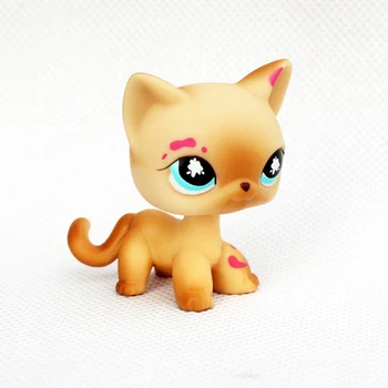 

Rare animal pet shop toys standing original short hair cat #816 old real yellow kitty figure toys for children