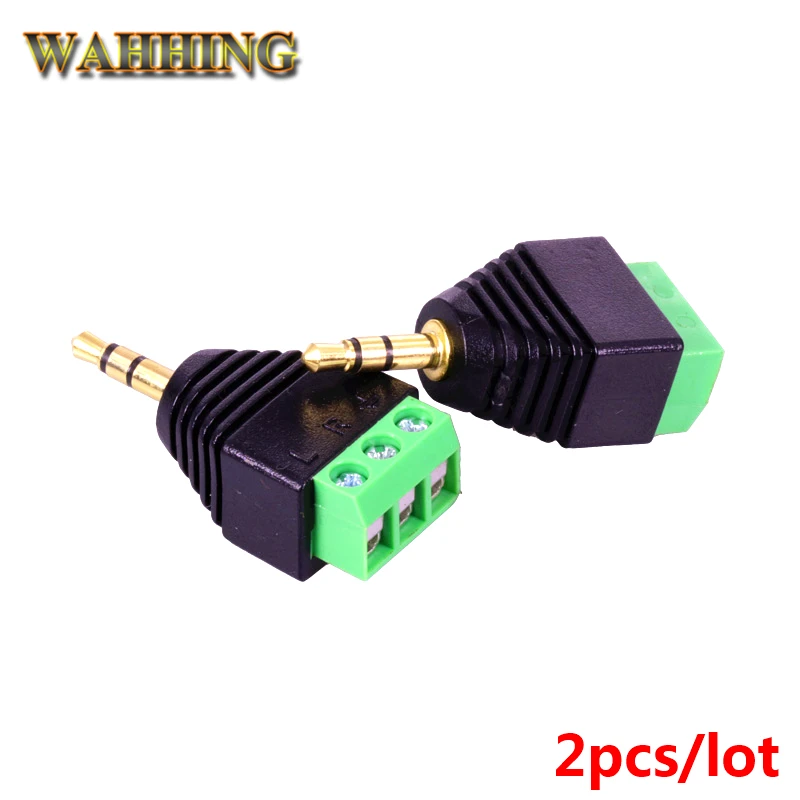 2pcs 3.5mm 1/8 inch Stereo Male Plug to AV Screw Video Balun Terminal