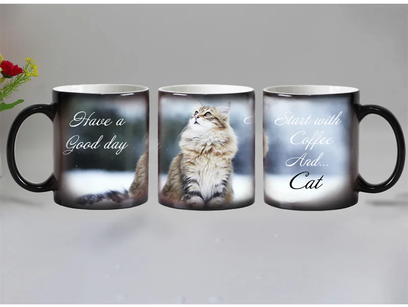 Кружка с изображением милого кота, керамическая, меняющая цвет, кофейные кружки, Волшебная чашка для чая, кружка в подарок для друзей
