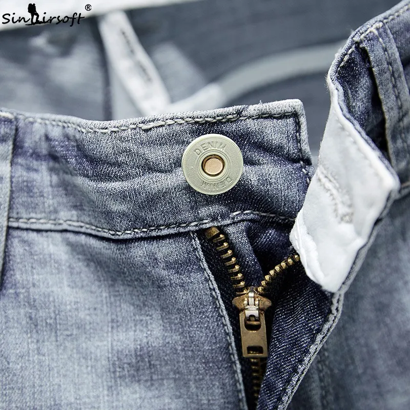 SINAIRSOFT Men's Denim Shorts Cotton Loose Casual Shorts Korean Version Of Slim Korean Summer Fashion Hole Trend Wild
