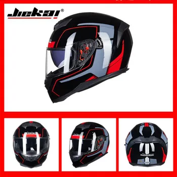 

2019 Spring New JIEKAI Full Face Motorcycle Helmets Motorcross Double lens Motorbike Helmet of ABS PC Visor Lens 4 kinds colors