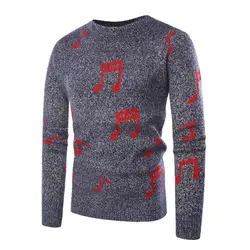 2019 бренд музыкальная нота жаккардовые вязаные Мужской пуловер Повседневное Slim Fit вязаные свитера для Для мужчин Sueter Hombre