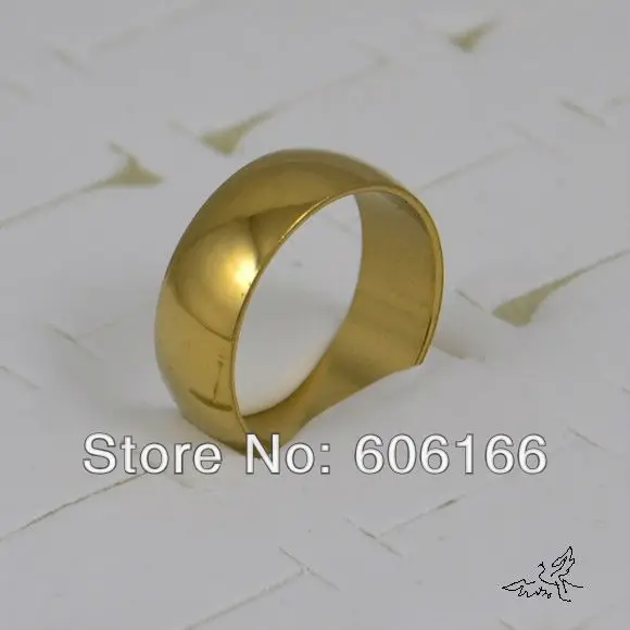 100 шт./лот 8 мм обручальные кольца обручальное кольцо разного размера Золотой Тон Полировка купол полукруглые кольца из нержавеющей стали модные ювелирные изделия