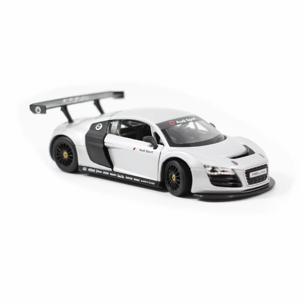 1:24 модель спортивного автомобиля из литого под давлением сплава, игрушки для Audi R8 с рулевым колесом, игрушка для детей с оригинальной коробкой