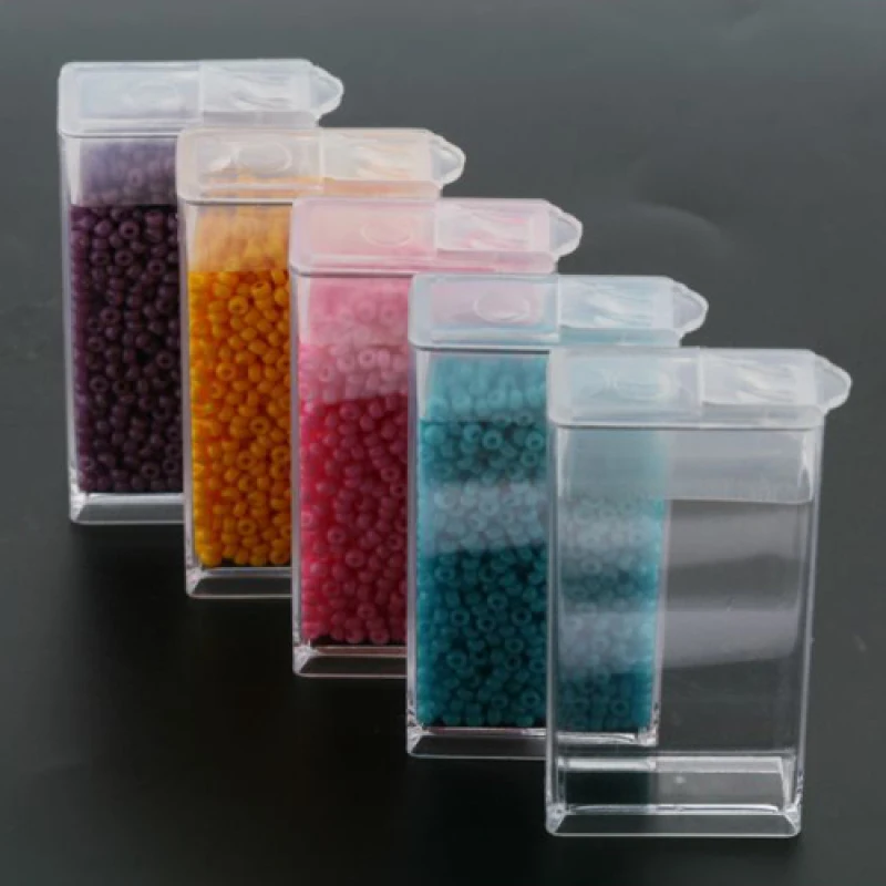 

100pcs Rectangle Clear Plastic Bead Storage Containers for Jewelry Packaging 5x2.7x1.2cm Hole: 0.9x1cm F60