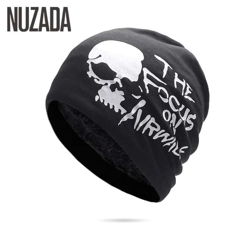 NUZADA Зимние головные уборы для мужчин и женщин Skullies Beanie Hat Hedging cap Мужская плюс пух двухслойная ткань теплая зимняя шапка s Beanies