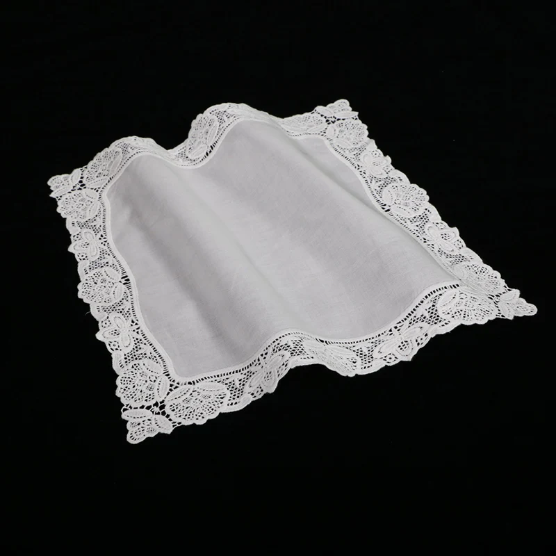  A008 : White premium cotton lace handkerchiefs 120 piece/pack blank crochet hankies for women/ladie