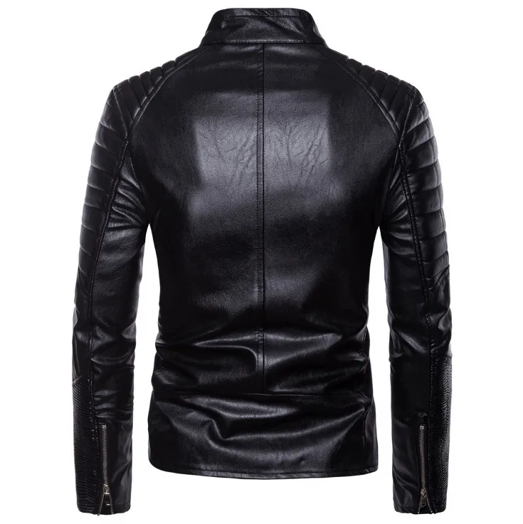 Новая модная кожаная мужская куртка в стиле панк, приталенная винтажная куртка из искусственной кожи, мужские мотоциклетные кожаные куртки, пальто Jaqueta De Couro Masculina