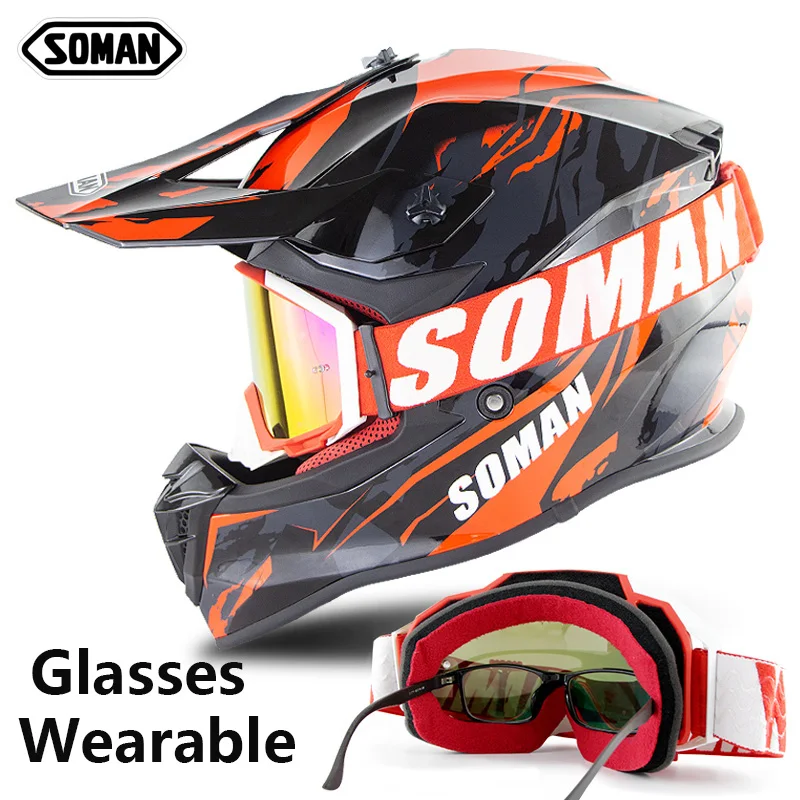

Soman Motocross Helmet with MX Goggles Downhill Moto Cross Helm Dirt Bike Casco Motorbike Capacetes ECE Approval SM633