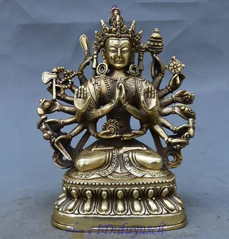 

Crafts statue Tibetan Buddhism Brass Copper 18 Hands Maha Cundi Mother Buddha GuanYin Statue