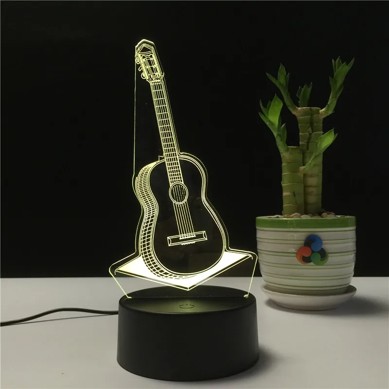 Гитара 3d настольная лампа Рождественский подарок 3D Ночник светильник Deco Enfant Chambre