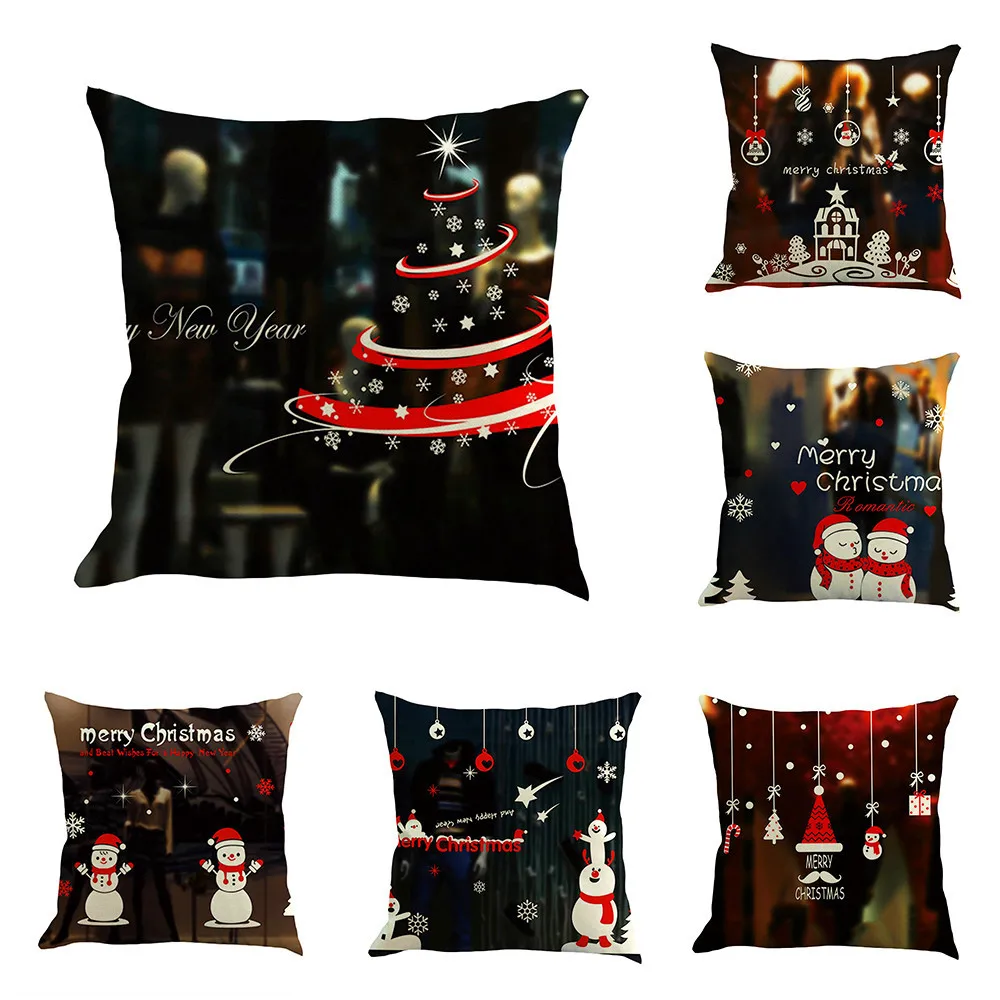 

Pillowcases Happy Christmas 45cmX45cm Pillow Cases Happy Fall Yall Linen Sofa Cushion Cover Funda Cojin Housse de Coussin Cojine