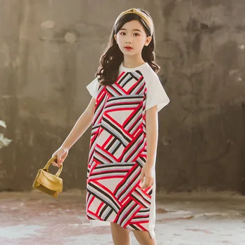 

Kids Dress for Girls New Summer 2019 Children Stripe Baby Princess Dress Mother and Daughter Dress Beach Asymmetrical,#5078